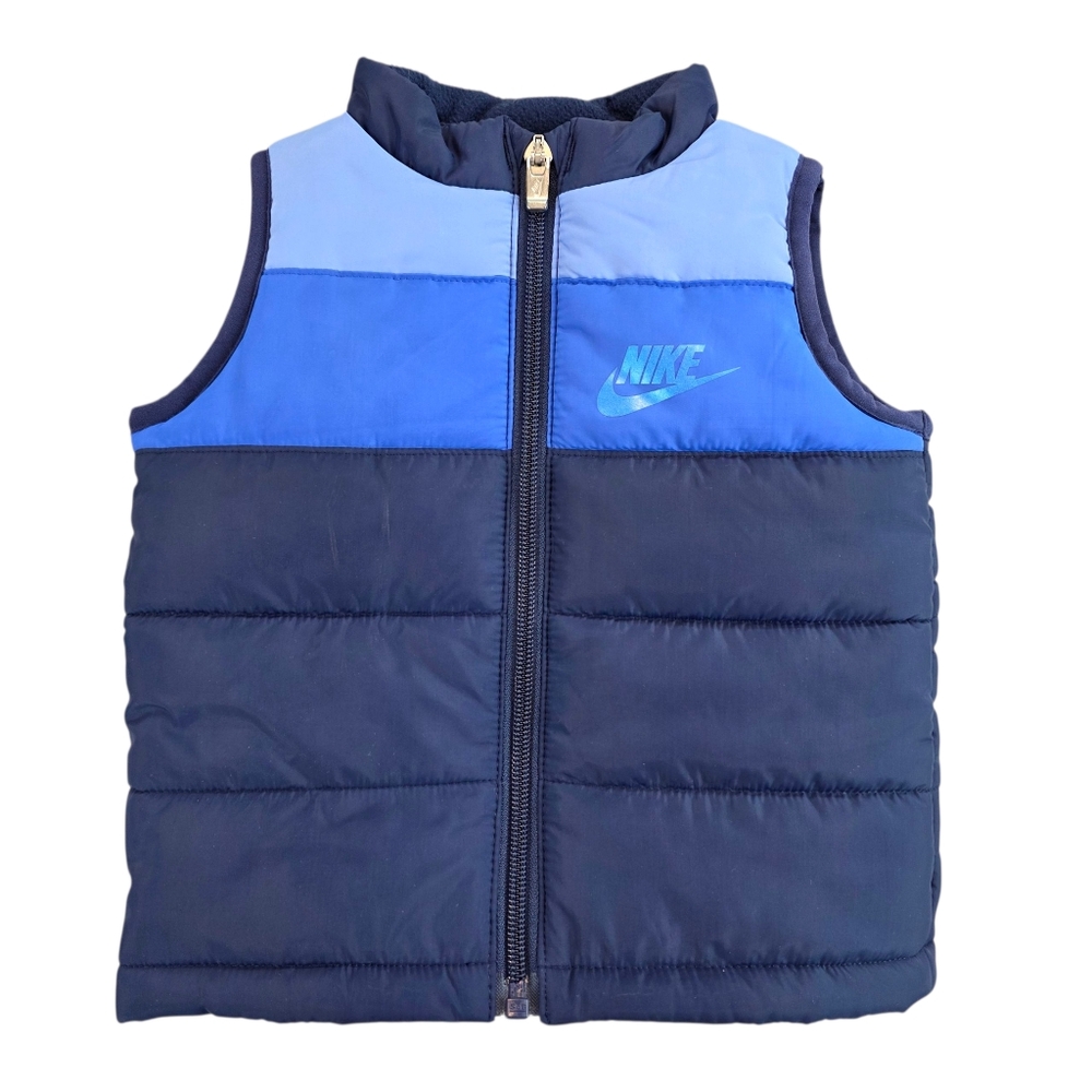 Nike Infant Boys Quilted Blue Ombre Puffer Vest Insulated Warm Sporty Prep 12 Mo